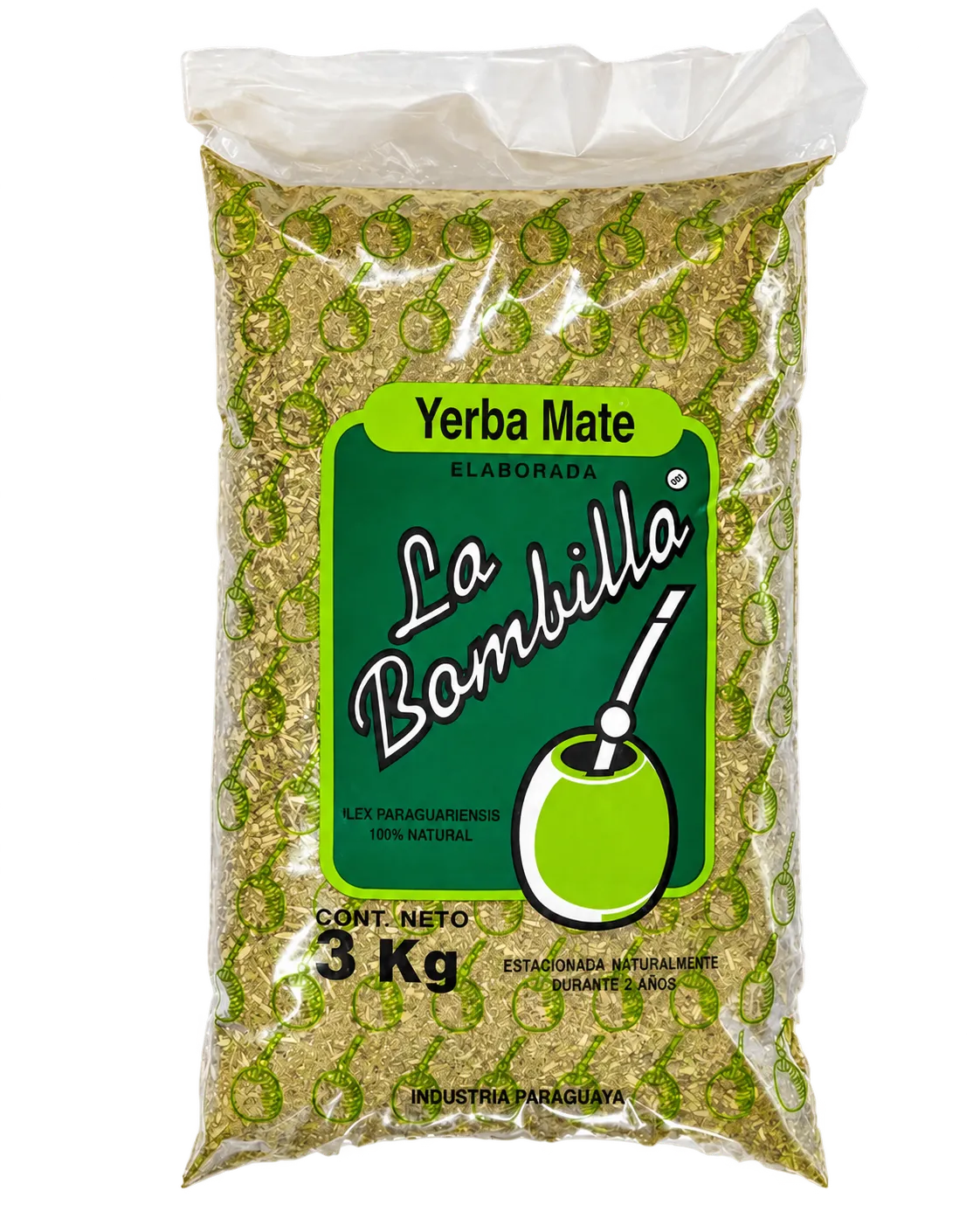 Bolsa transparente de Yerba Mate La Bombilla de 3 kilogramos